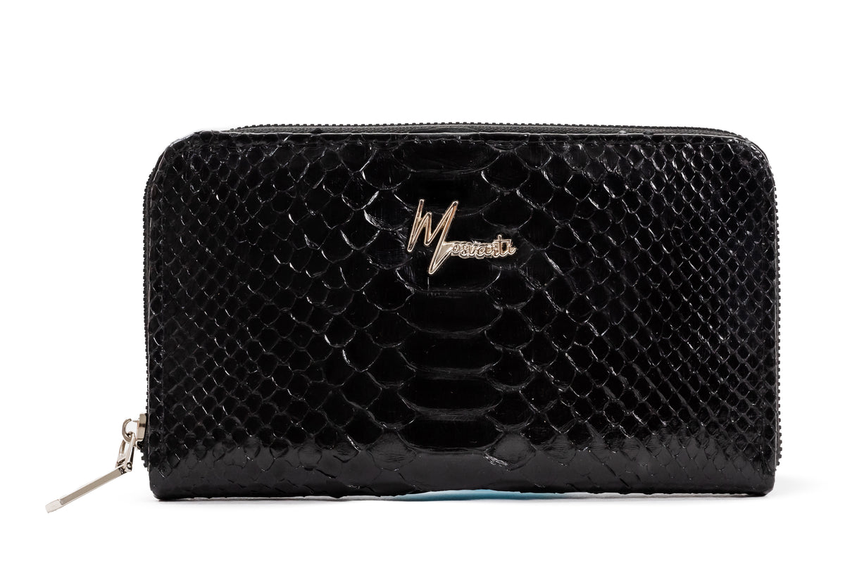 Cartera para Dama en Piel Genuina de Pitón (Negro)