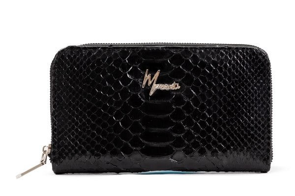 Cartera para Dama en Piel Genuina de Pitón (Negro)