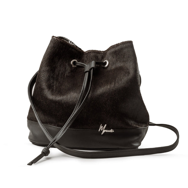 Bolso Dama Irlanda Pelo Res Negro y Cuero Bovino Premium