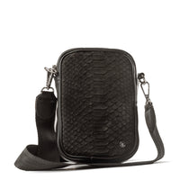 Bandolera Mini Celular Piel Piton Negro Mate