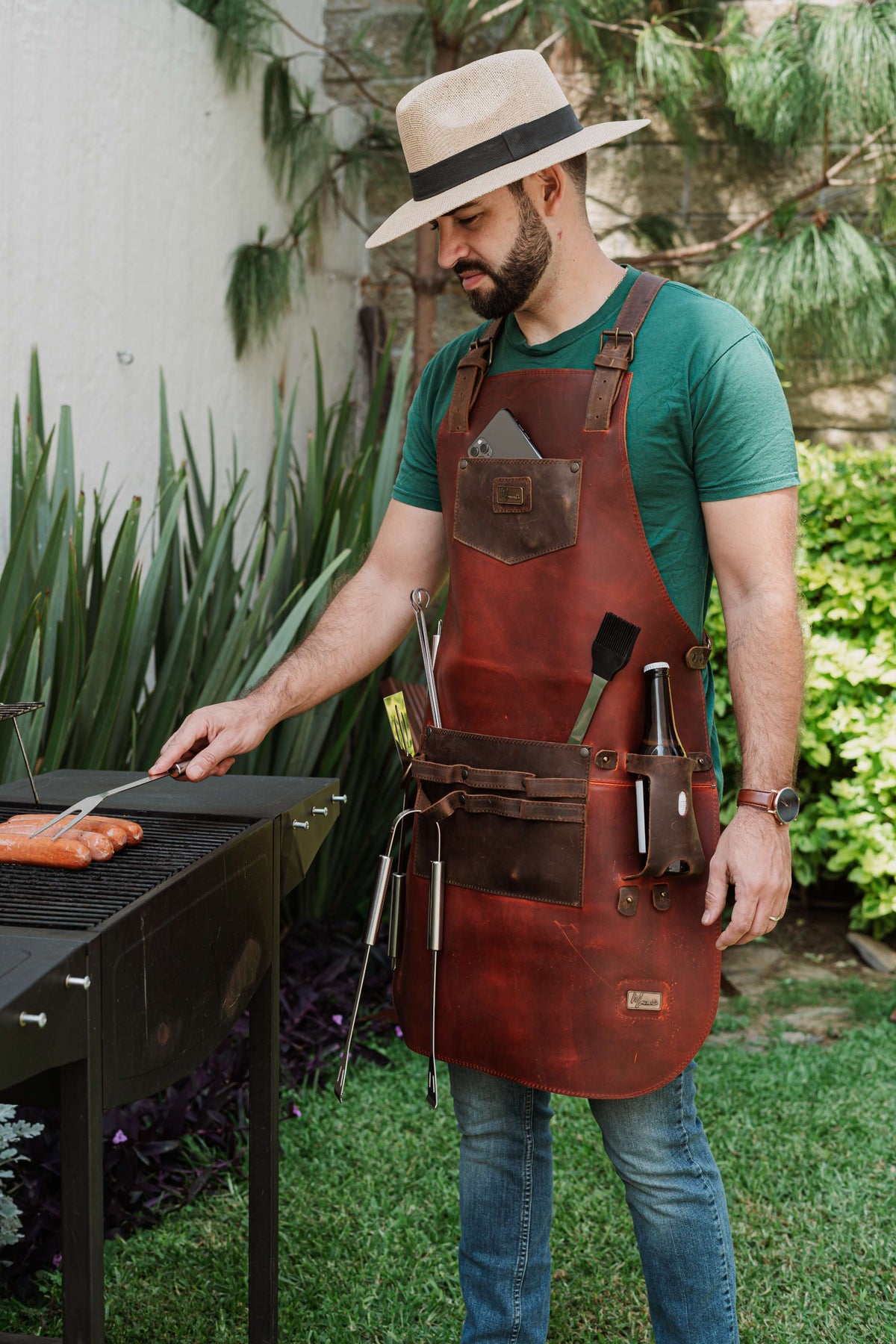 Mandil T-Bone 100% Piel + Kit Parrillero +Set Porta vasos Gratis!! - mosvartimxMandil T-Bone 100% Piel + Kit Parrillero +Set Porta vasos Gratis!!
