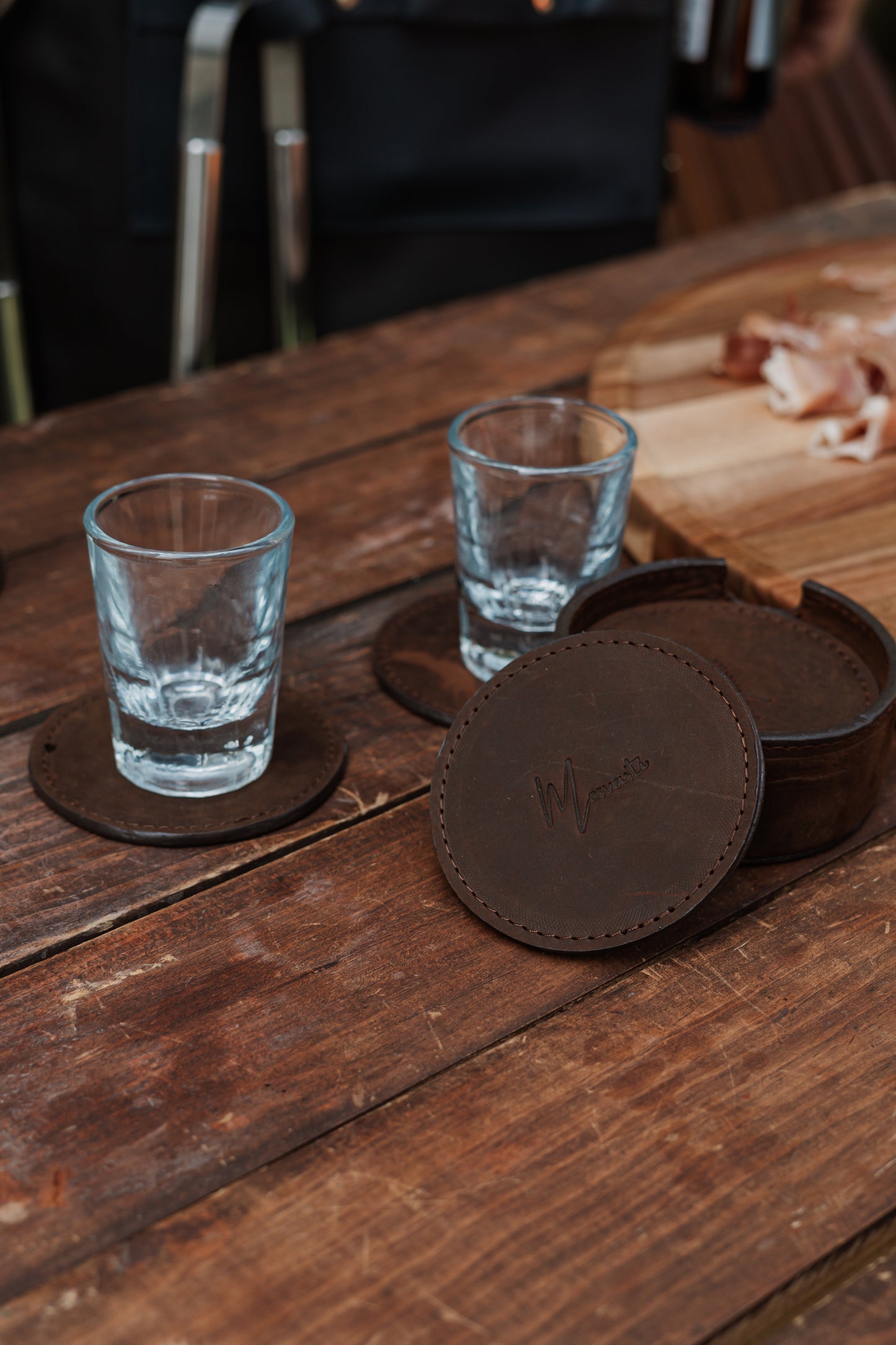 Juego De 8 Porta Vasos 100% Cuero Artesanales (Crazy cafe)