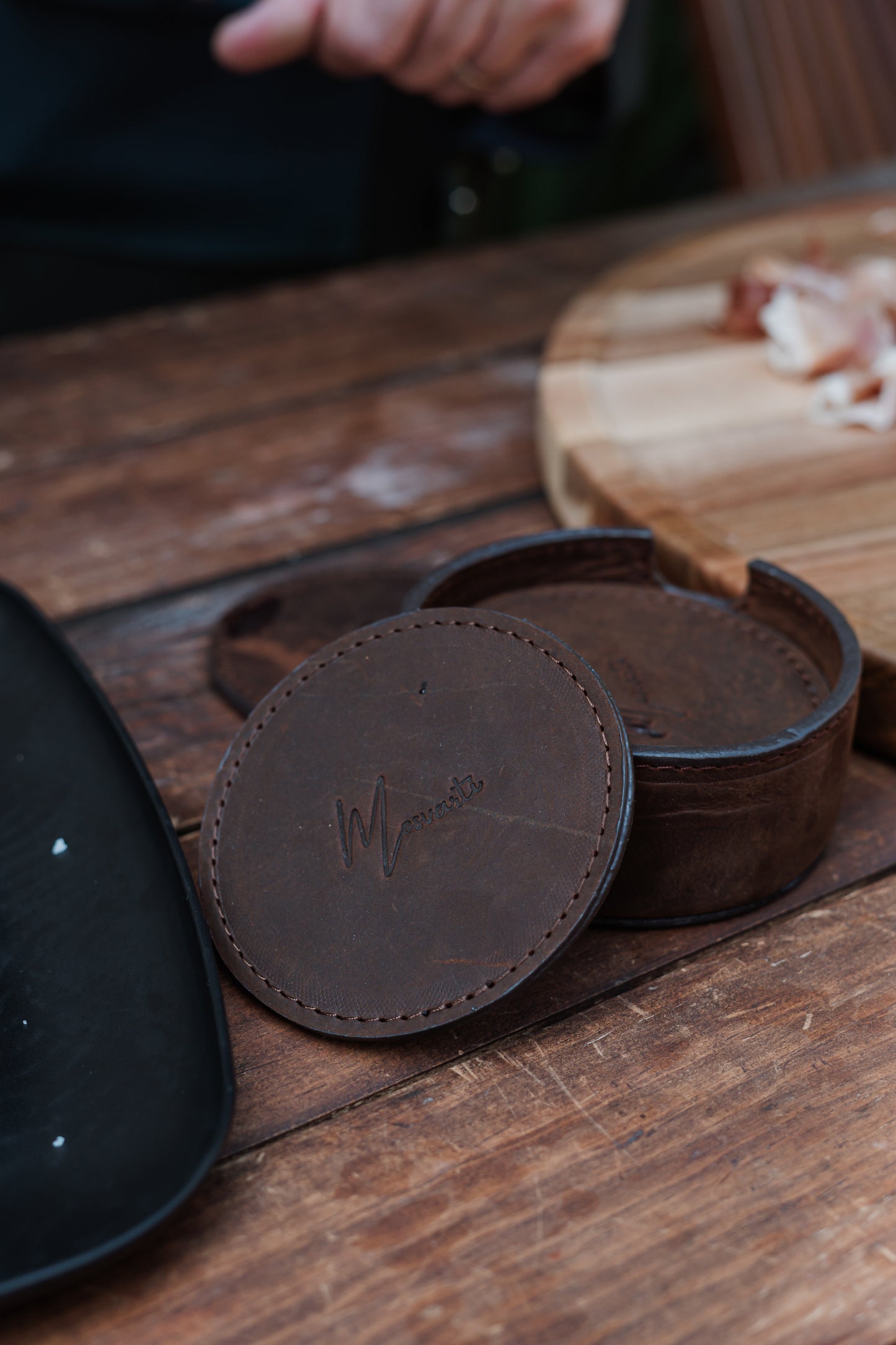 Juego De 8 Porta Vasos 100% Cuero Artesanales (Crazy cafe)