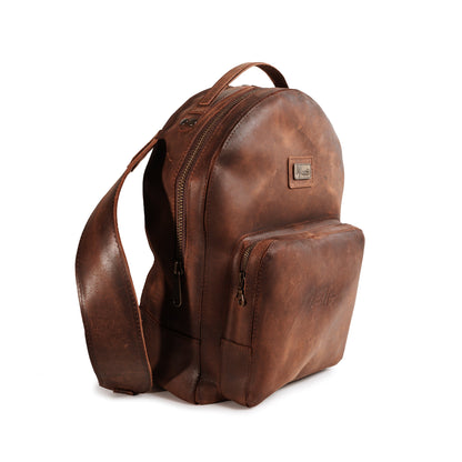 Back pack Mochila Urbana Clásica Cuero Crazy Café