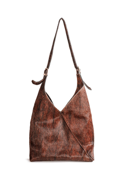 Bolso mod  Nigeria Pelo de Res Rojizo Asa Ajustable