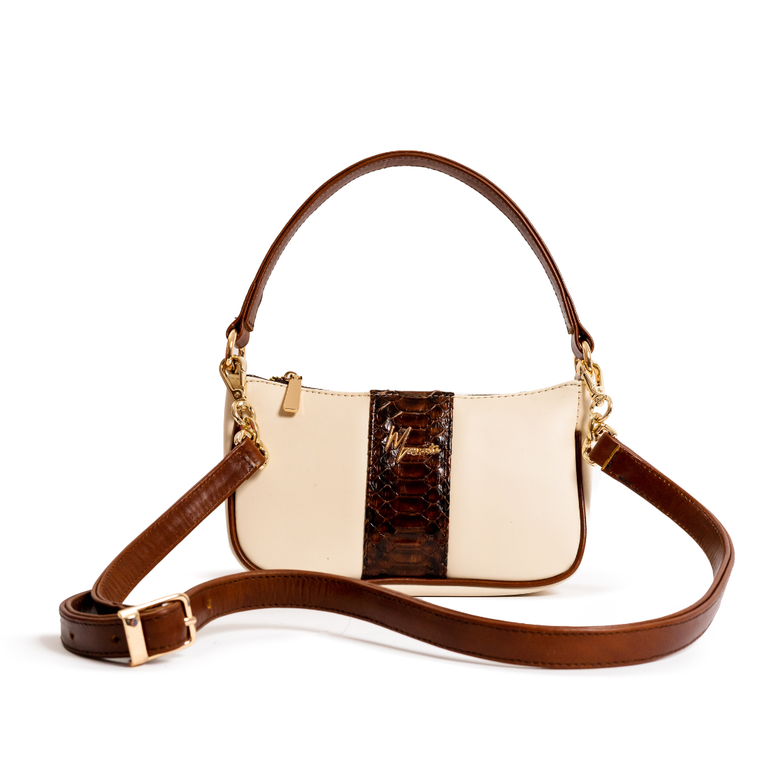 Bolso cross body  Mini Mod aranza Pitón cafe lustrado