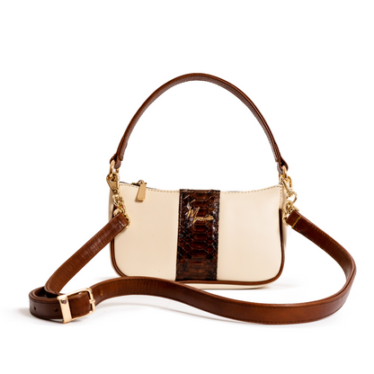 Bolso cross body  Mini Mod aranza Pitón cafe lustrado