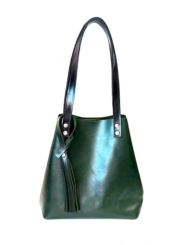 Bolso Tote Cuero Praga plus + *Pull Verde*+ cosmetiquera Gratis