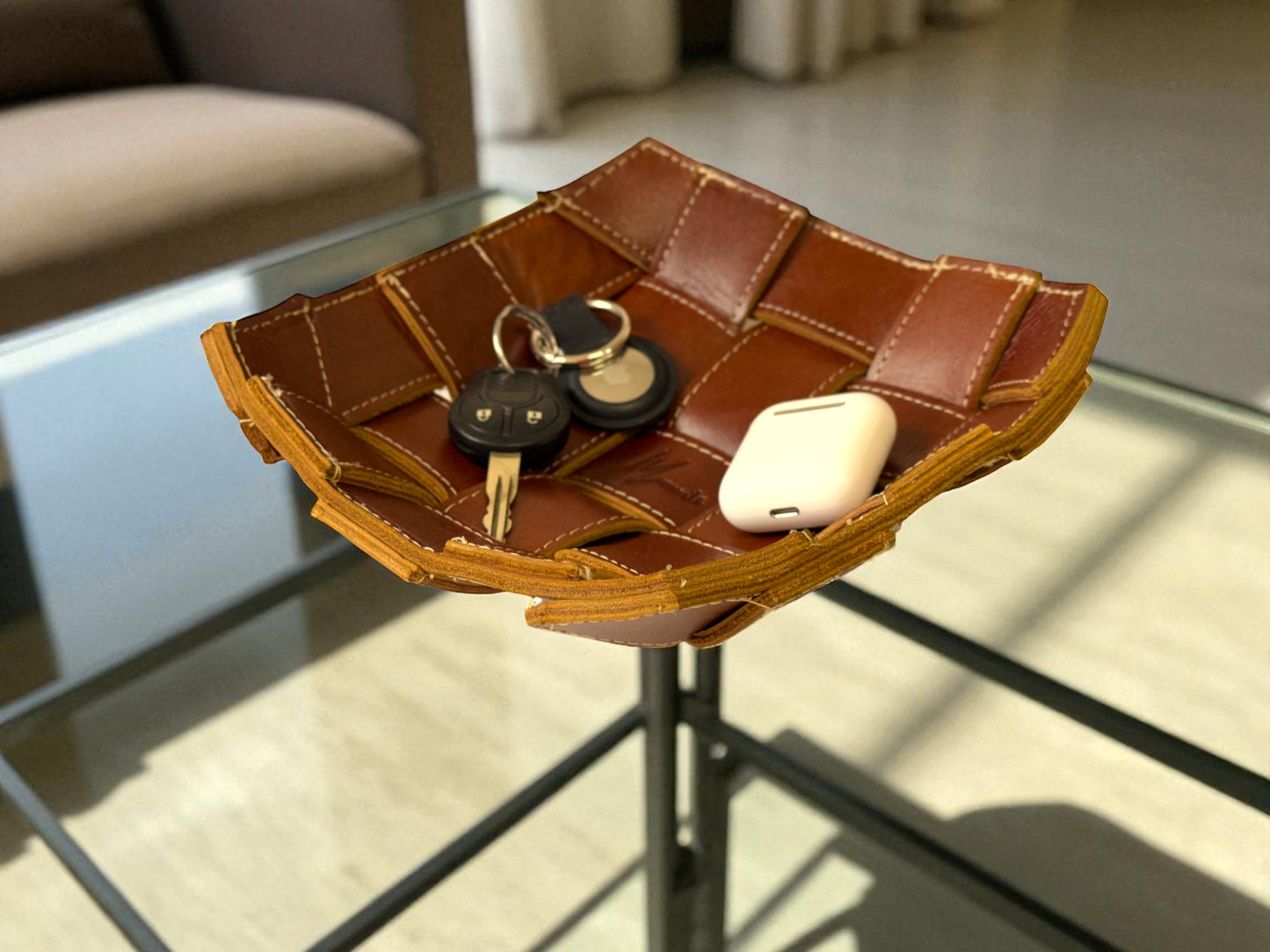 Bandeja Organizadora de Cuero Trenzado