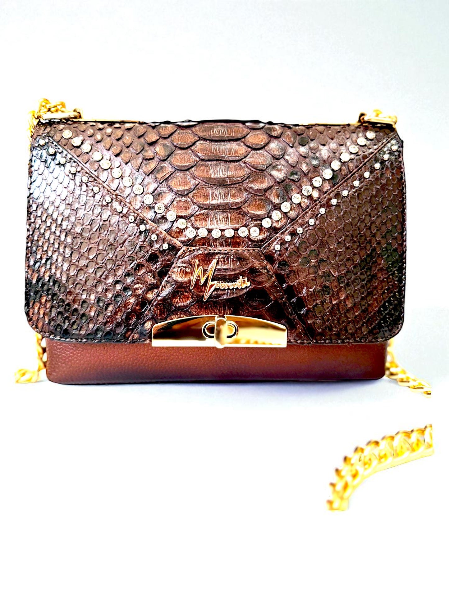 Bolso mod Alemania  pitón café lustrado