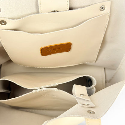 Bolsa Dama Tote 100% Piel Mod. Praga *Perla*