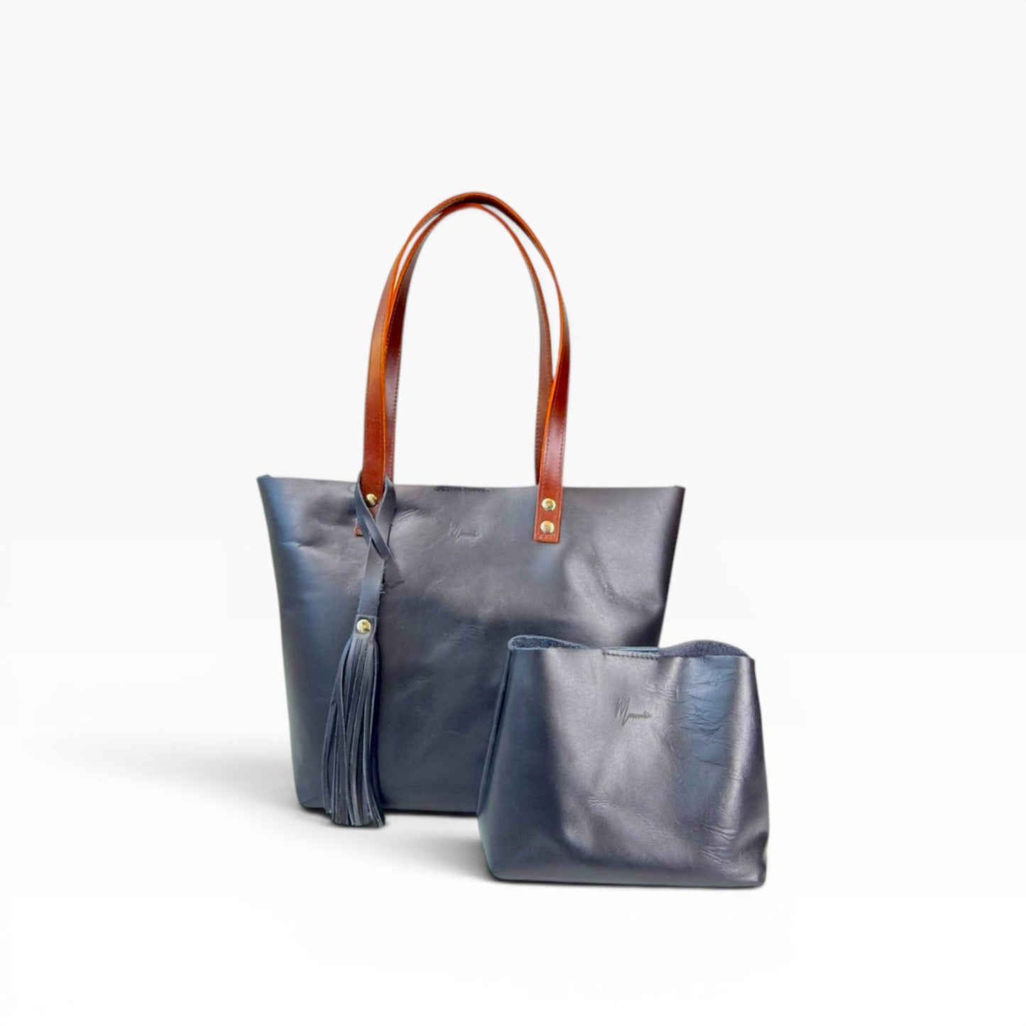 Bolso Tote Cuero Praga Plus+ Pull negro Doble Vista + 💄Cosmetiquera 👝 Gratis!!