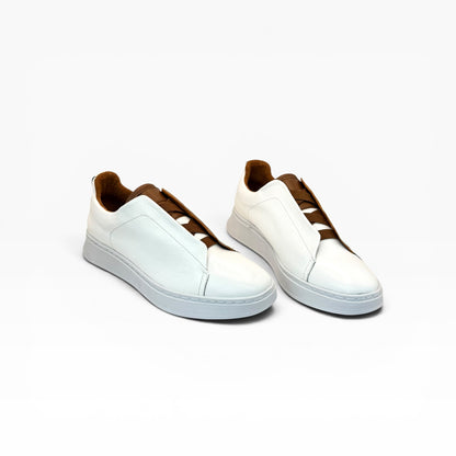 Tenis Sneakers piel genuina slip on mod 51004 Blanco-Bitono