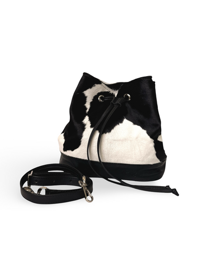 Bolso Dama Irlanda Pelo Negro/Blanco Cuero Bovino Premium
