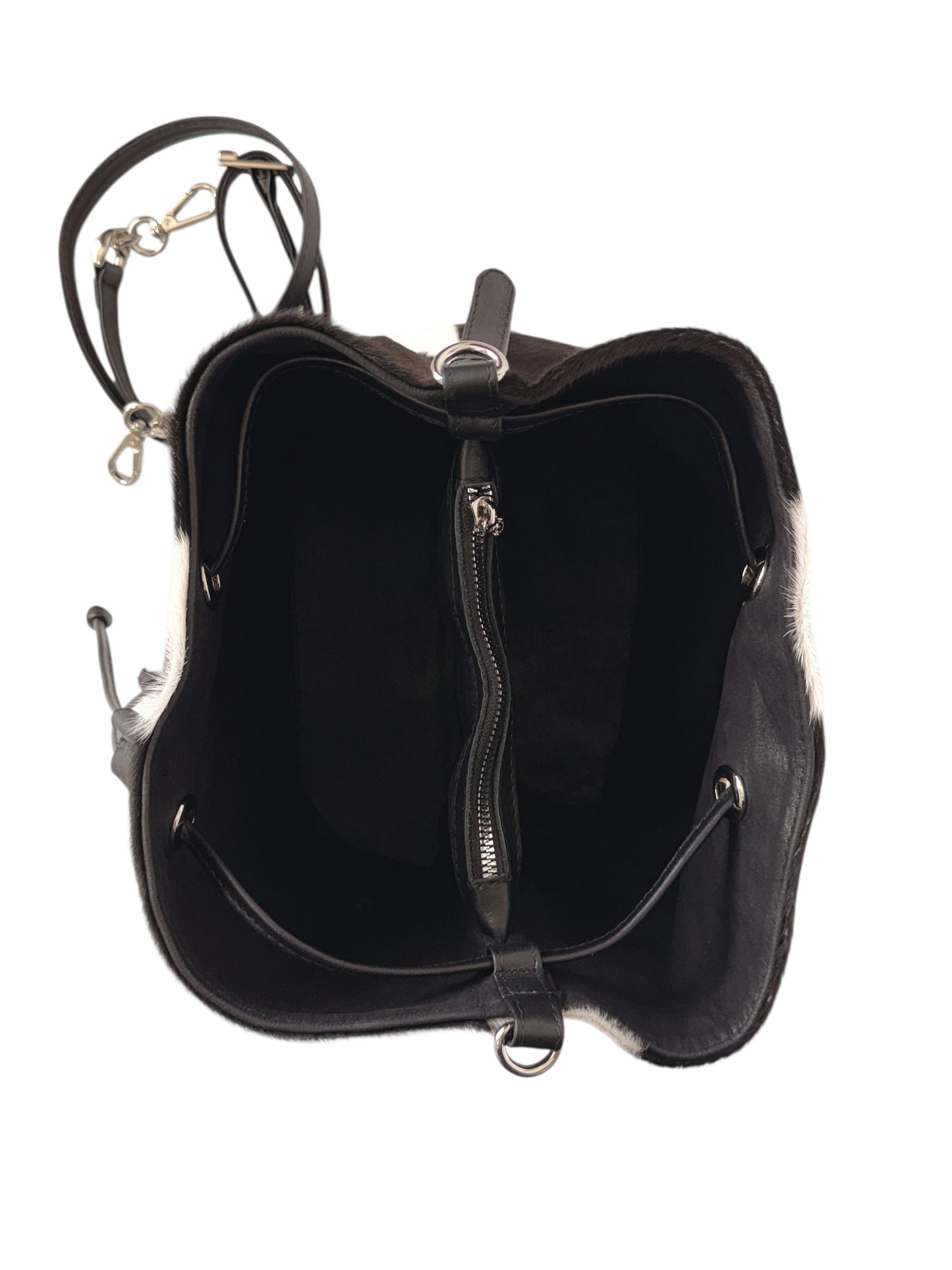 Bolso Dama Irlanda Pelo Negro/Blanco Cuero Bovino Premium