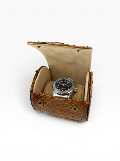 Estuche porta reloj de cuero genuino Mosvarti premium Pyton Bitono  Genuino