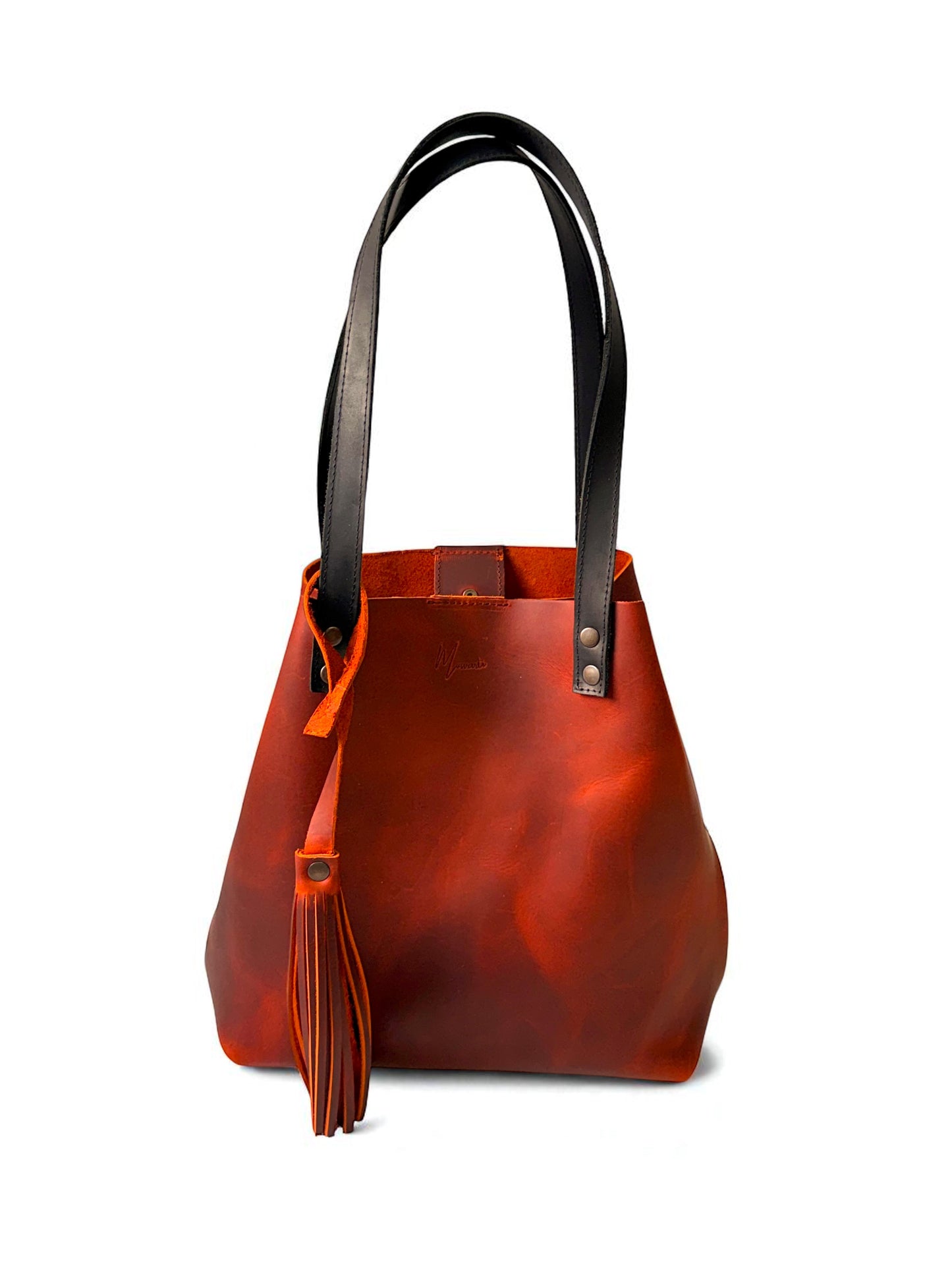 Bolso Tote Cuero Praga Plus+ Crazy naranja   Doble Vista + 💄Cosmetiquera 👝 Gratis!!