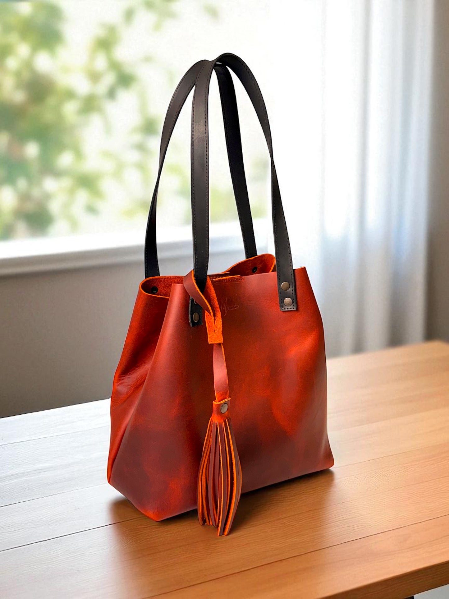 Bolso Tote Cuero Praga Plus+ Crazy naranja   Doble Vista + 💄Cosmetiquera 👝 Gratis!!