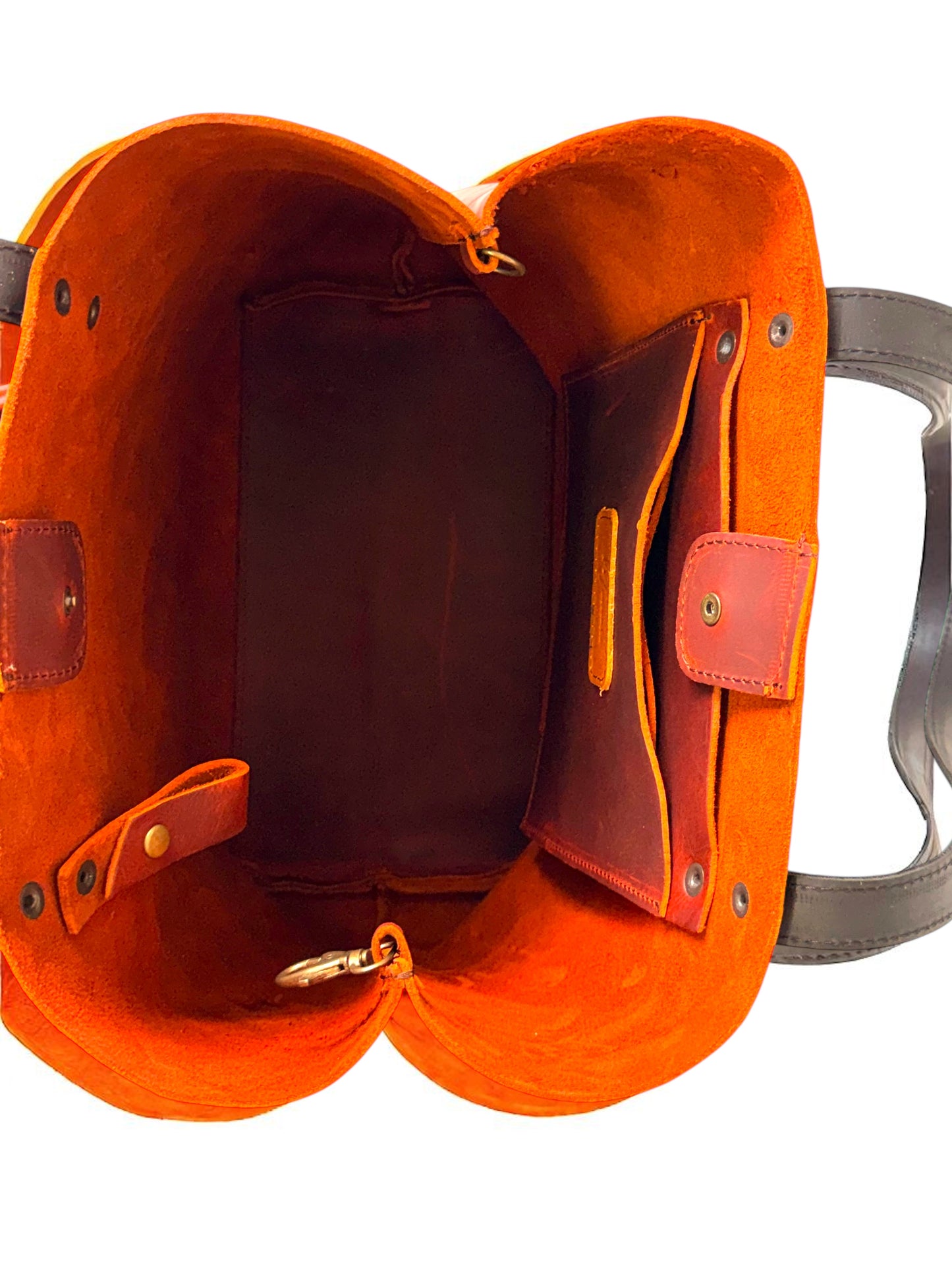 Bolso Tote Cuero Praga Plus+ Crazy naranja   Doble Vista + 💄Cosmetiquera 👝 Gratis!!