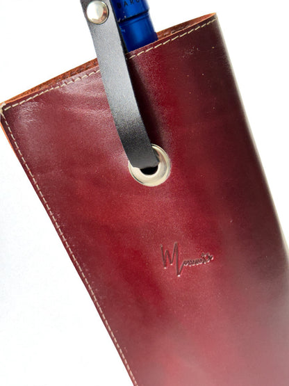 Bolsa de vino de cuero Porta botella piel 100% Mod. (Oporto) pull  shedron