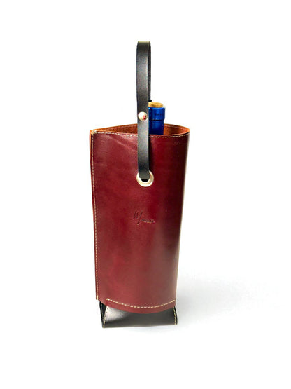 Bolsa de vino de cuero Porta botella piel 100% Mod. (Oporto) pull  shedron