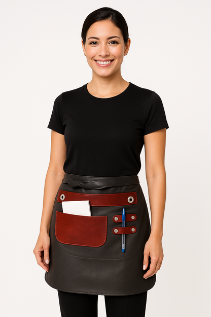 Mandil de Mesero Dama de Cuero Genuino