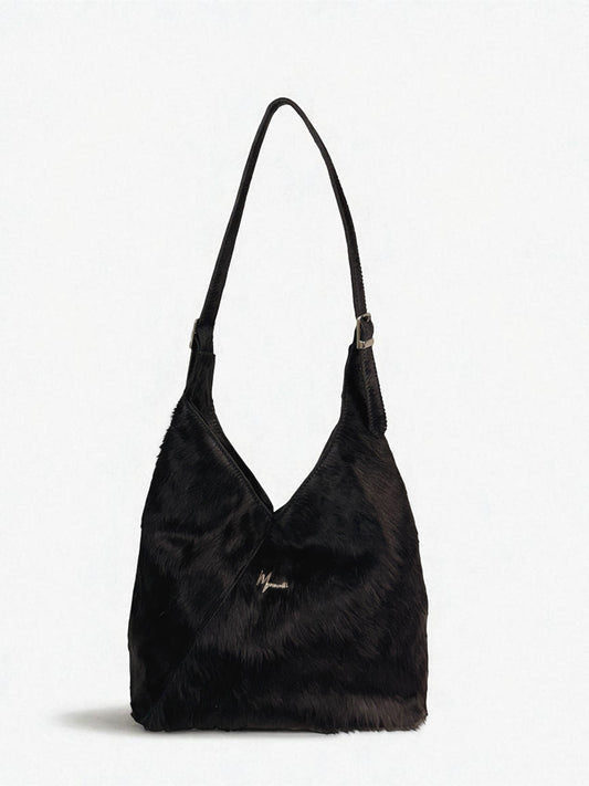 Bolso mod  Nigeria Pelo de Res Negro Asa Ajustable