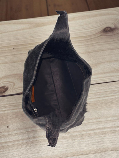 Bolso mod  Nigeria Pelo de Res Negro Asa Ajustable