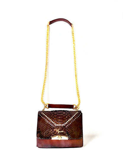 Bolso mod Alemania  pitón café lustrado