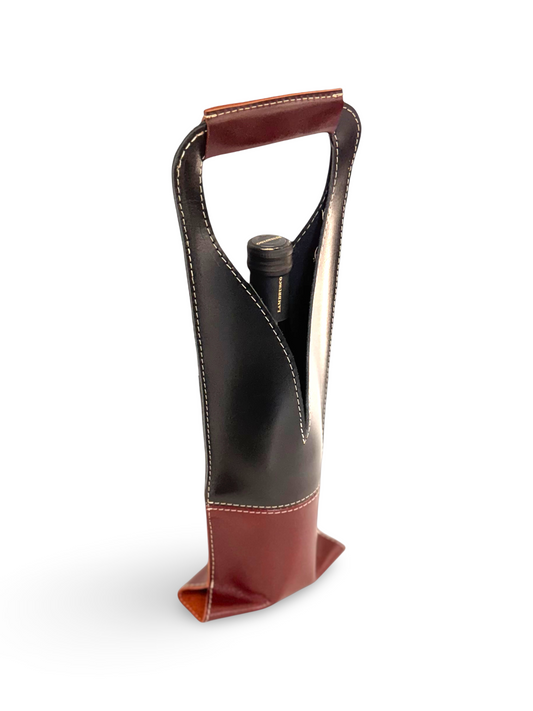 Bolsa de vino de cuero Multi color Mod. (Merlot) Pull Shedron /Pull Negro