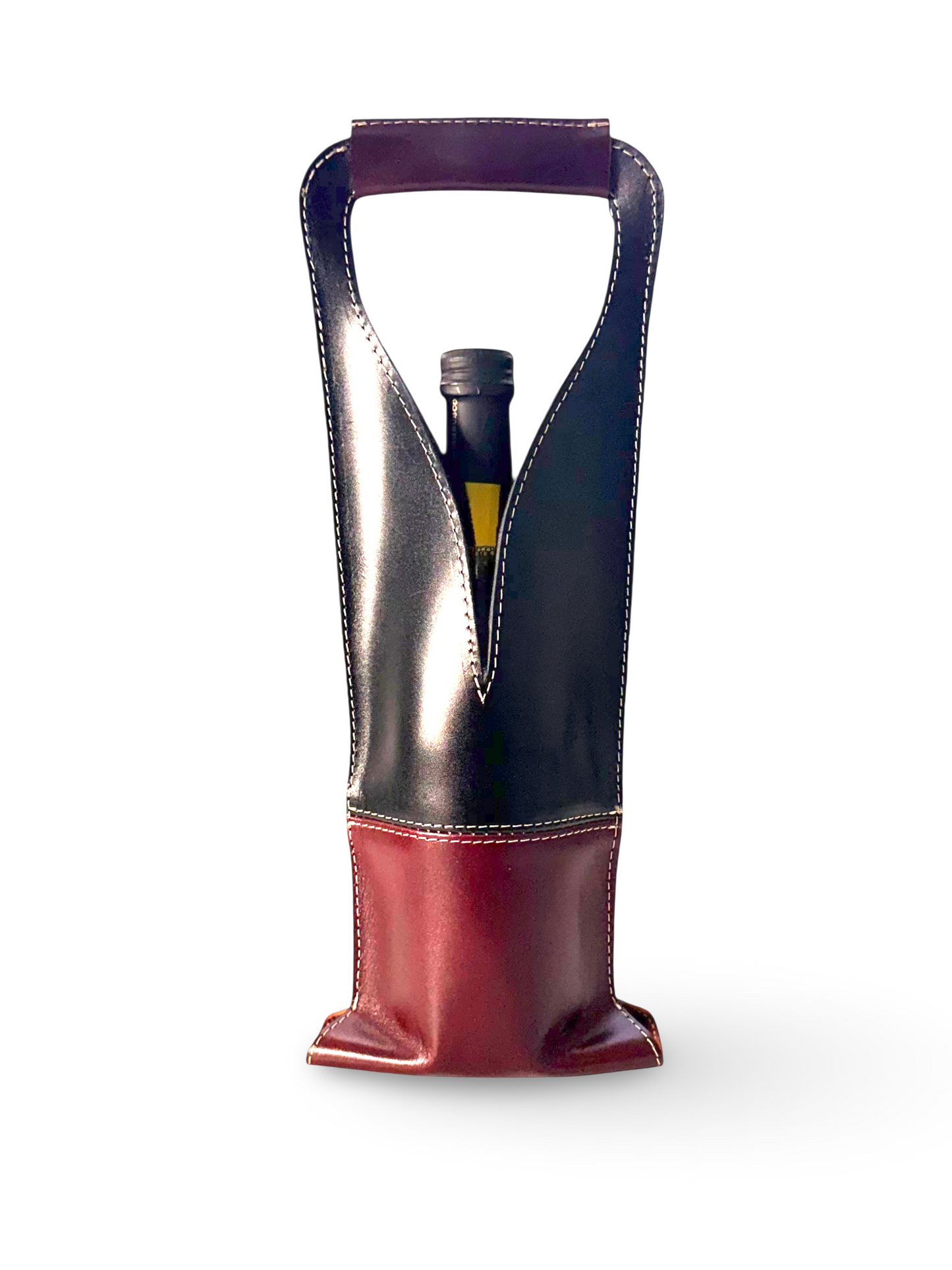 Bolsa de vino de cuero Multi color Mod. (Merlot) Pull Shedron /Pull Negro