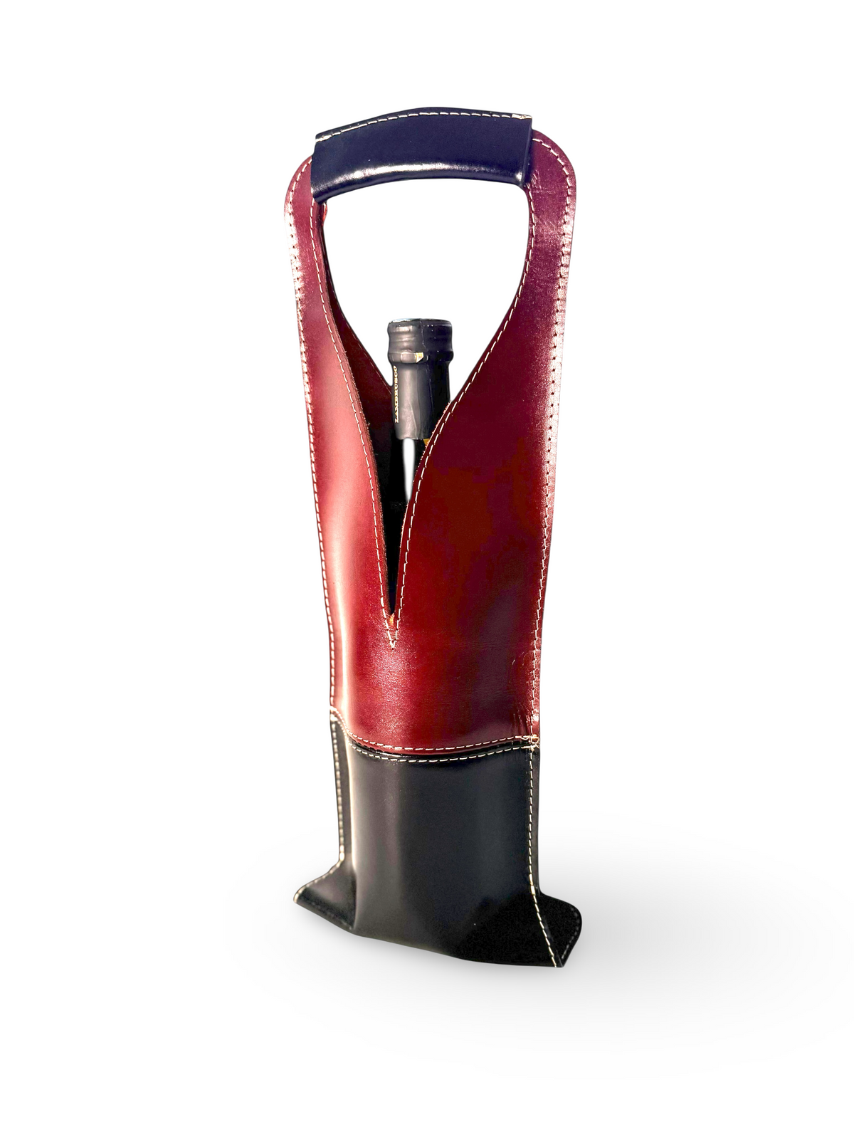 Porta botella piel doble vista (Merlot)