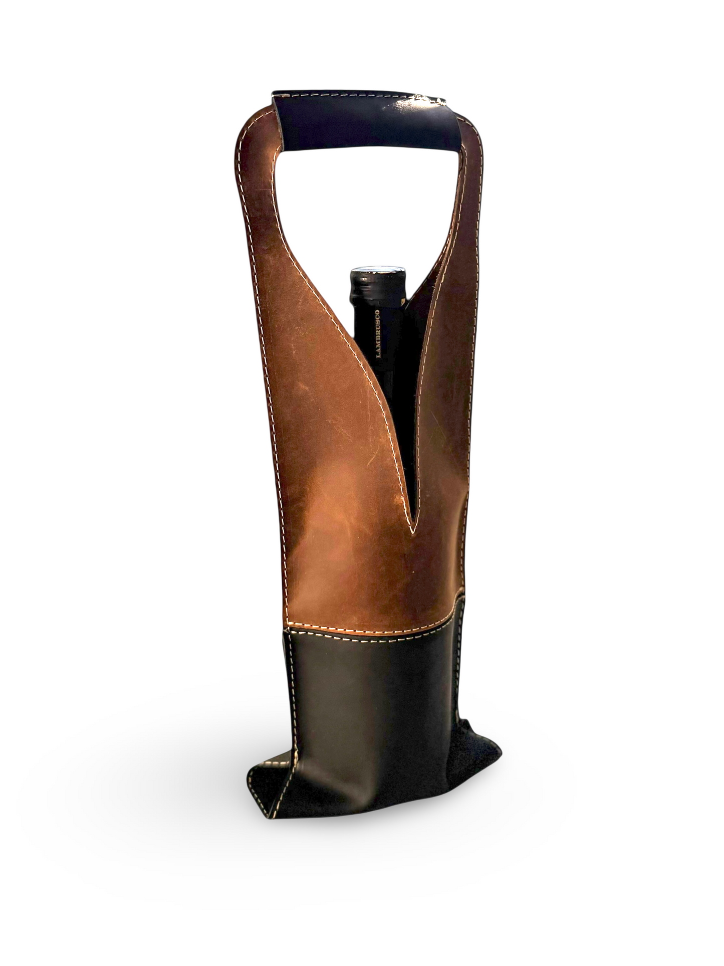 Bolsa de vino de cuero Multi color Mod. (Merlot) Crazy Café /C Negro