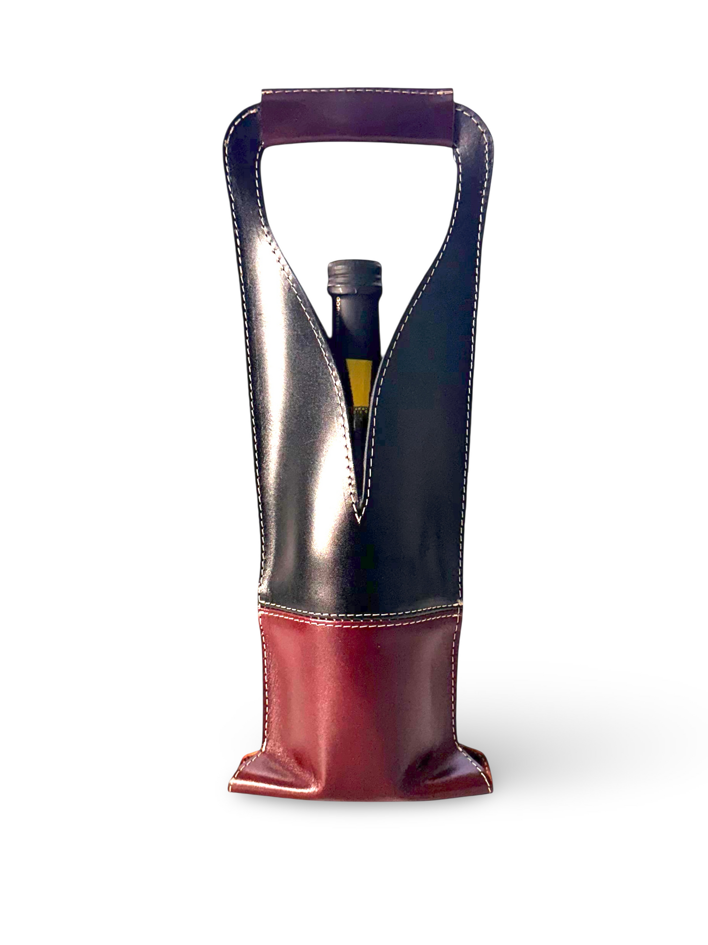 Bolsa de vino de cuero Multi color Mod. (Merlot) Pull Negro/Pull Shedron