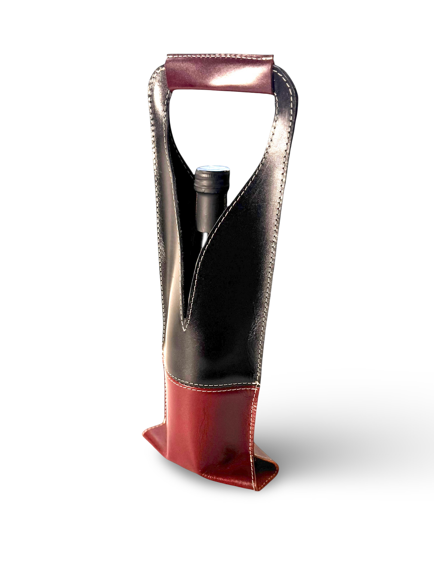 Bolsa de vino de cuero Multi color Mod. (Merlot) Pull Negro/Pull Shedron