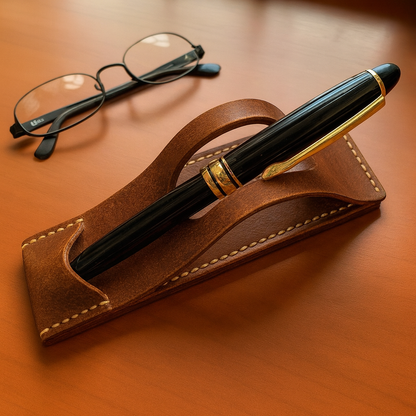 Posa plumas cuero crazy café