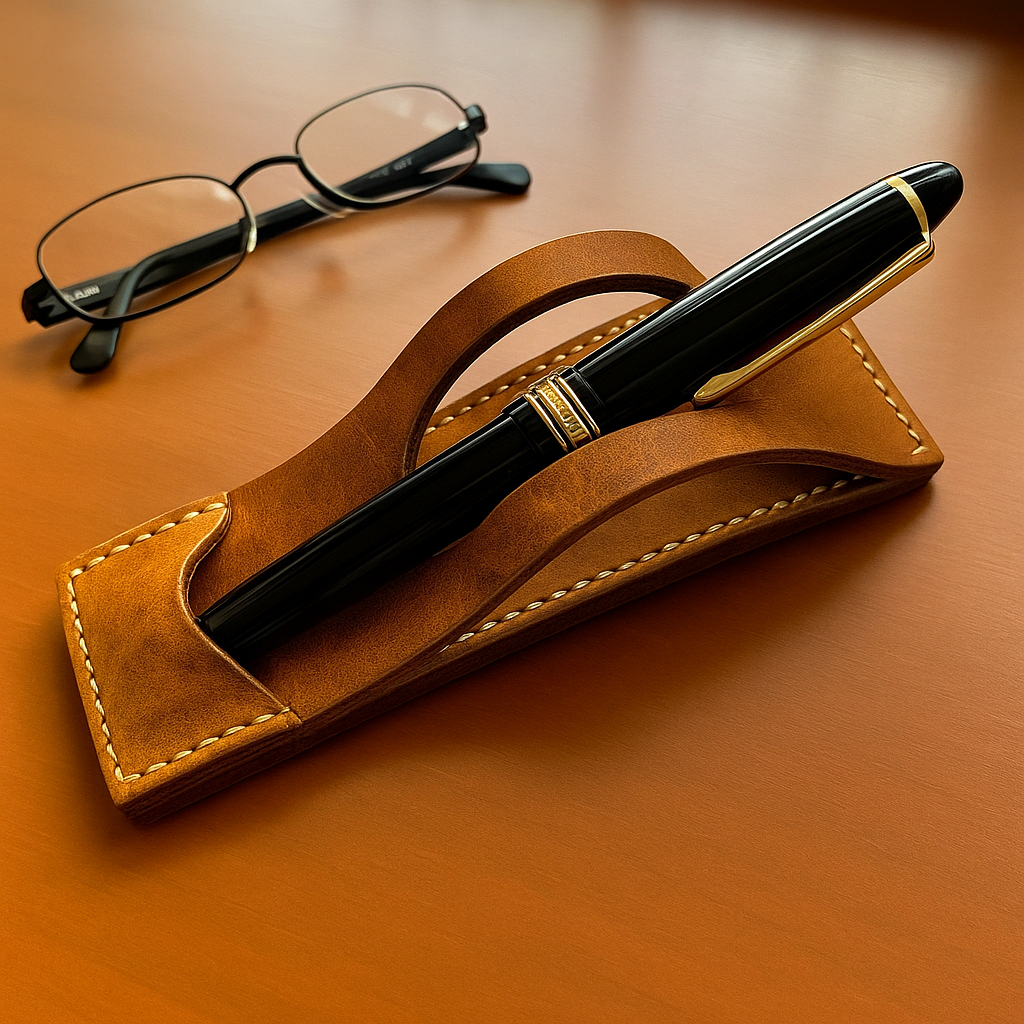 Posa plumas cuero crazy café