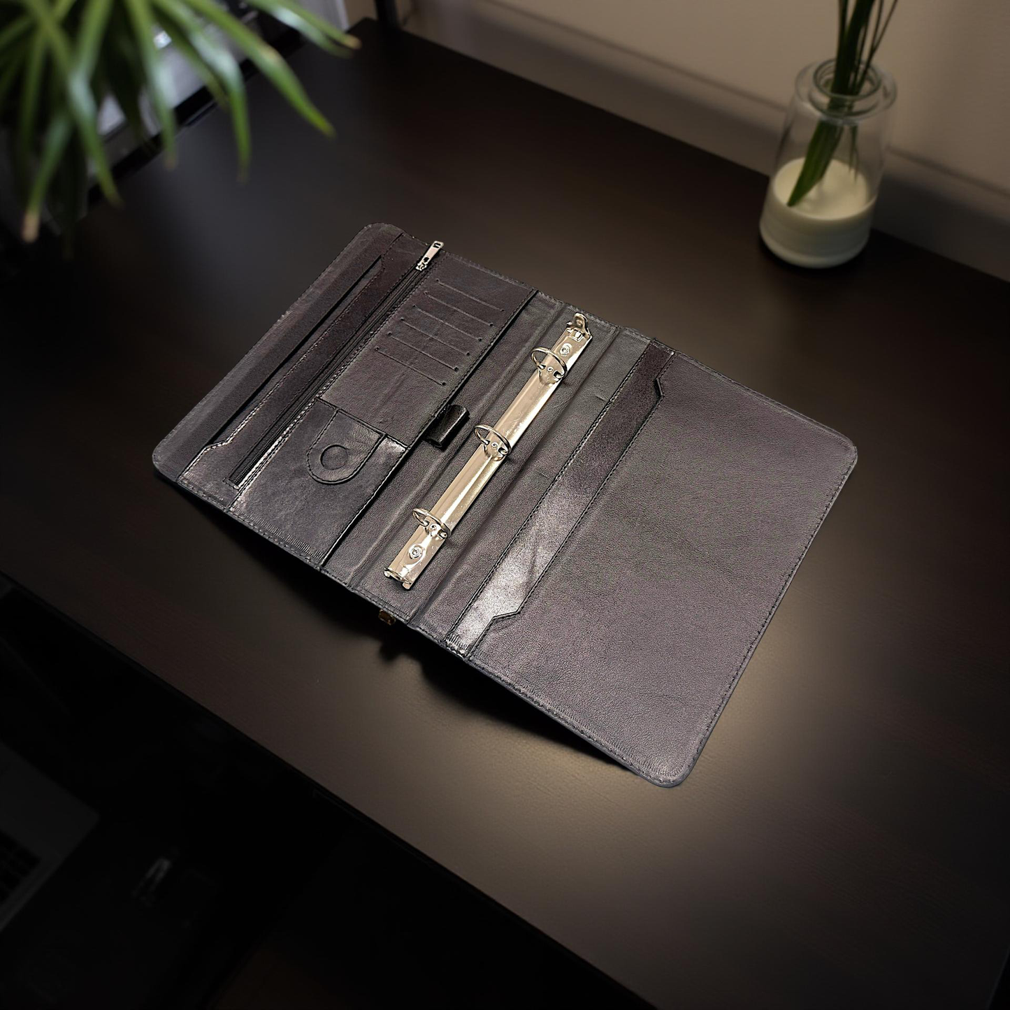 Carpeta ejecutiva con broche media carta cuero (Solo mayoreo)