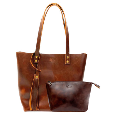 Bolsa Dama Mod Praga con cosmetiquera  (Pull up Roble)