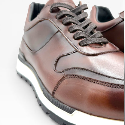 Sneakers casual cuero mod 9100 -Roble