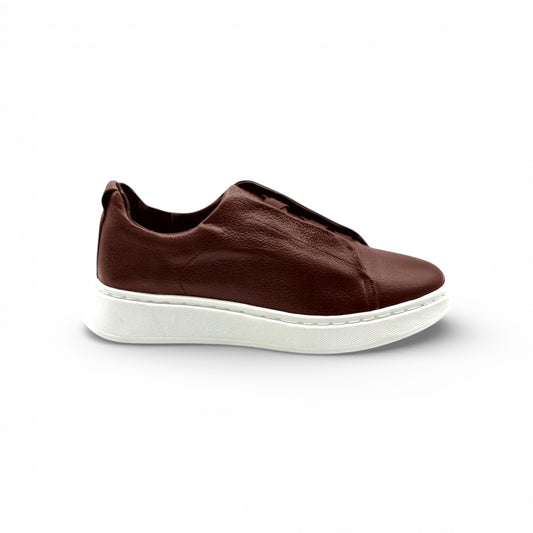Tenis sneakers piel genuina slip on mod 51003 Café
