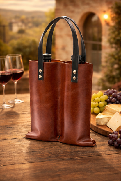 Bolsa Mosvarti porta botellas doble de cuero mayoreo
