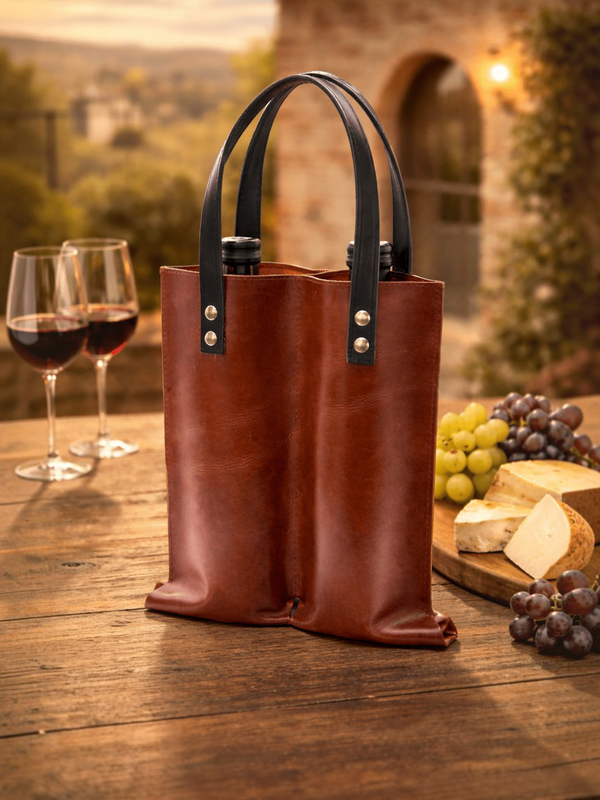 Bolsa Mosvarti porta botellas doble de cuero mayoreo