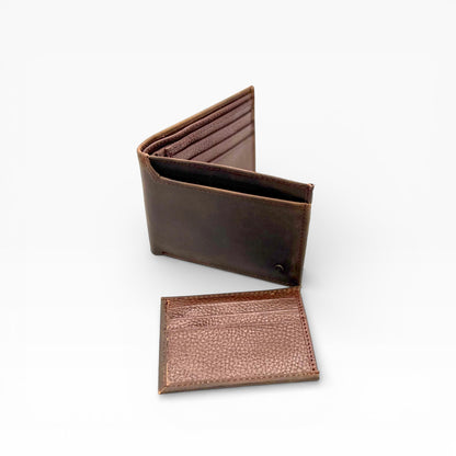 Cartera caballero con tarjetero Desmontable Mod. ROMA *Crazy Café/Roble*