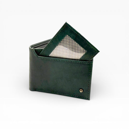 Cartera caballero con tarjetero Desmontable Mod. ROMA *Verde/Negro*