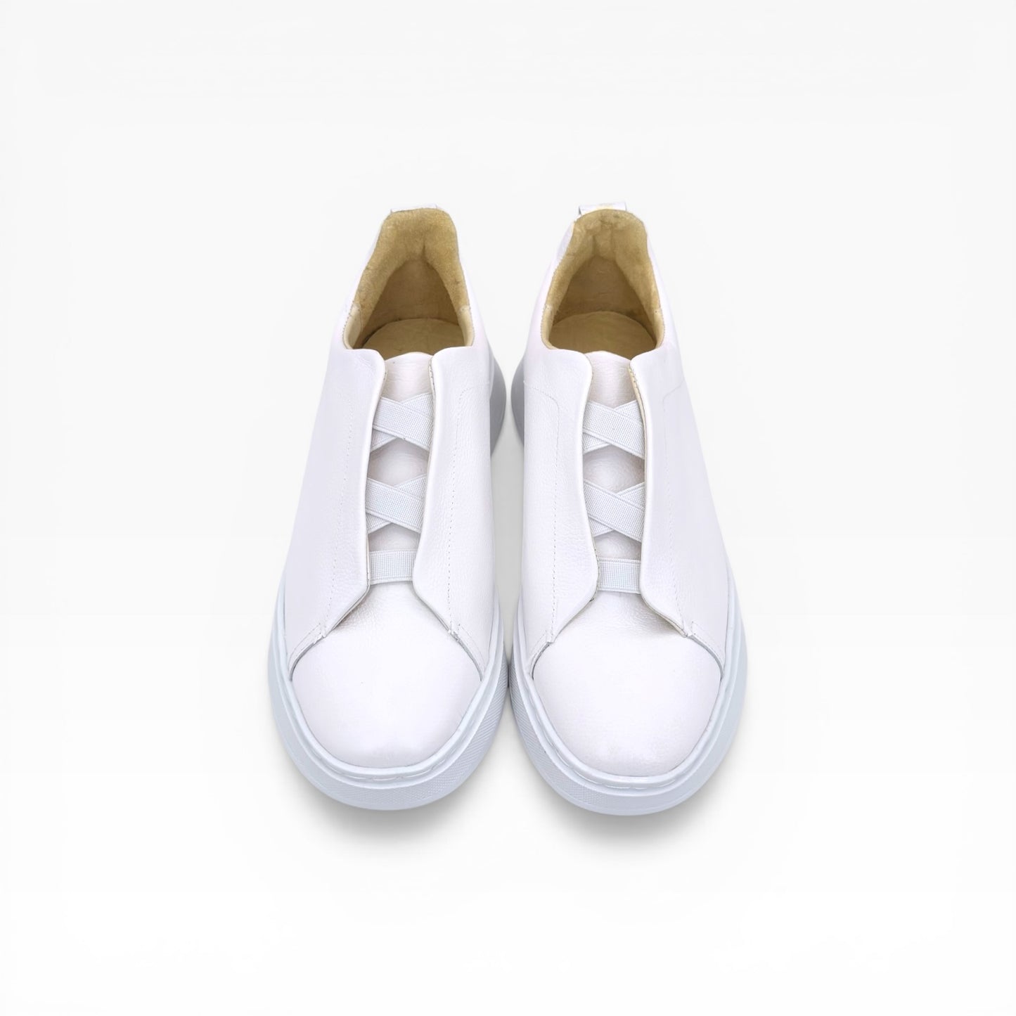 Tenis sneakers piel genuina slip on mod 51003 Blanco
