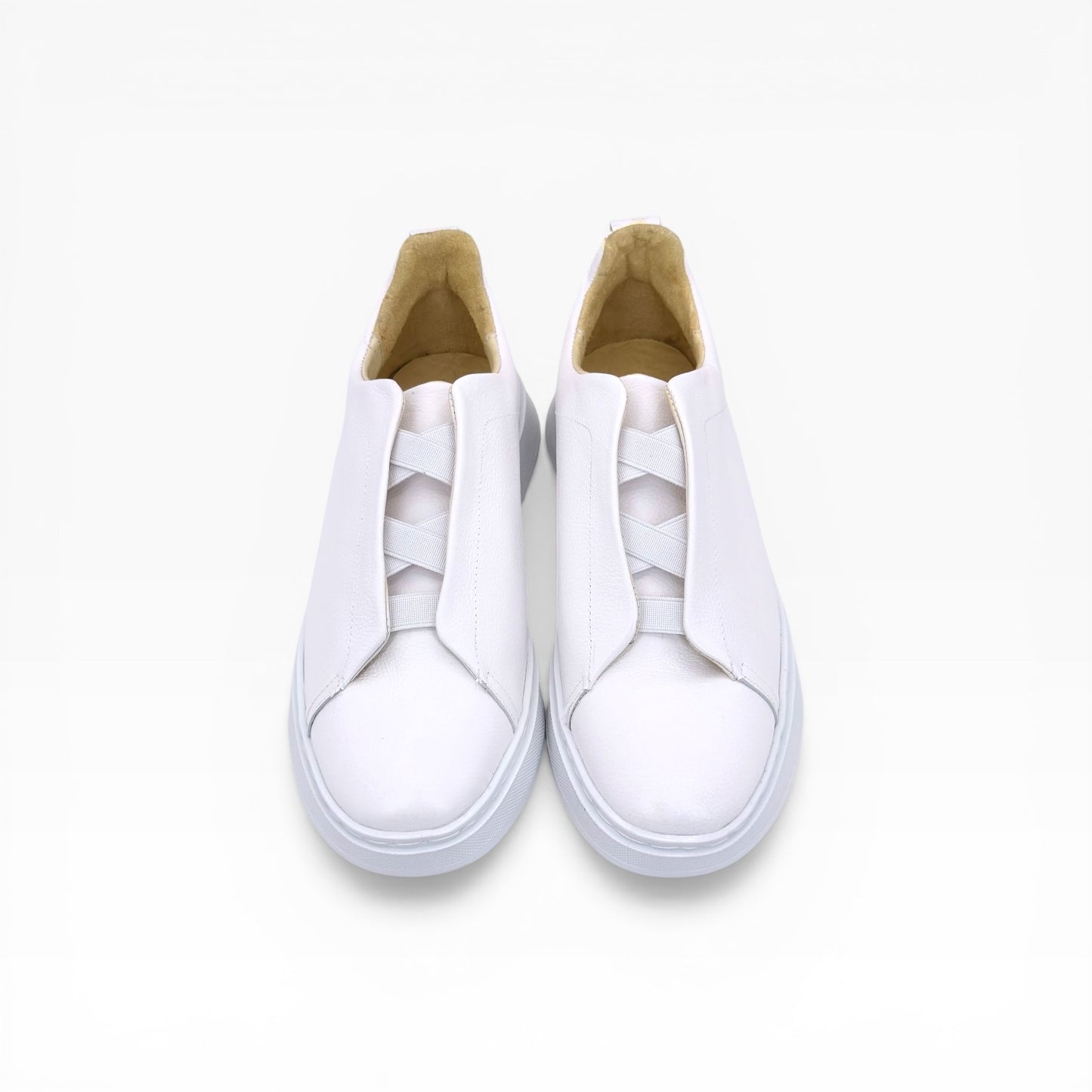 Tenis sneakers piel genuina slip on mod 51003 Blanco