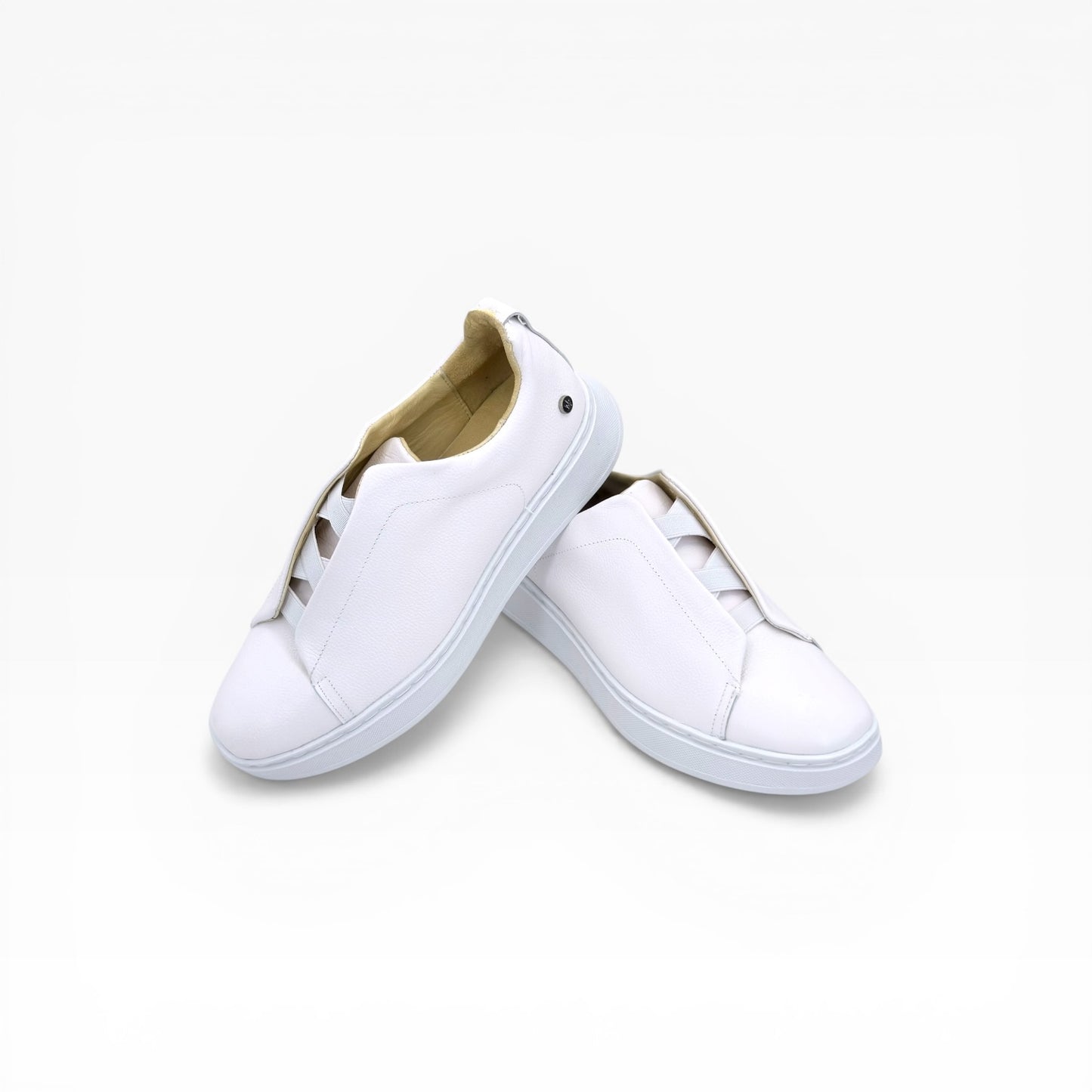 Tenis sneakers piel genuina slip on mod 51003 Blanco