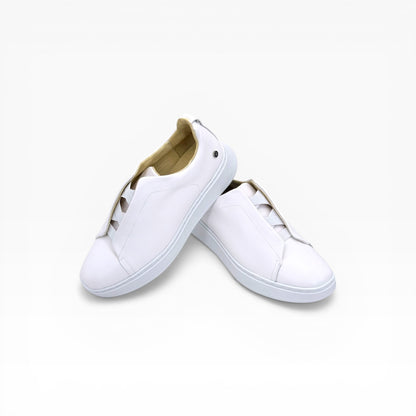 Tenis sneakers piel genuina slip on mod 51003 Blanco