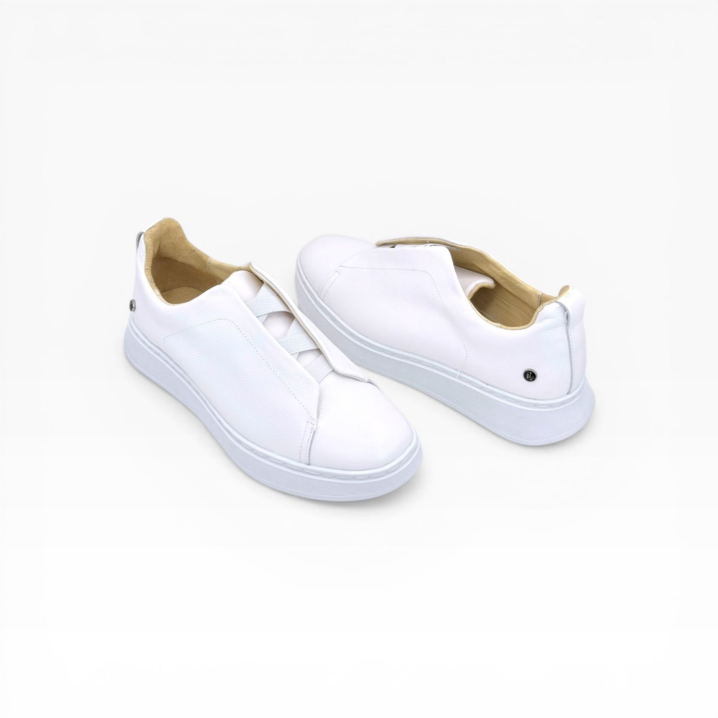 Tenis sneakers piel genuina slip on mod 51003 Blanco